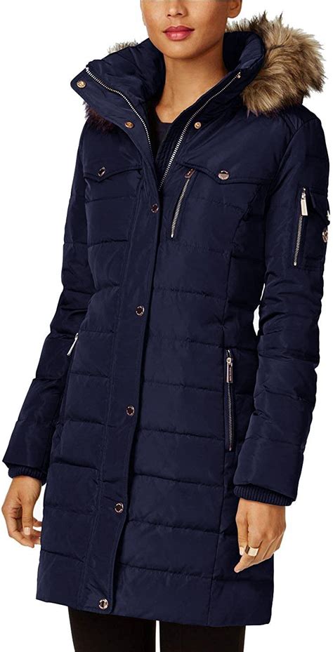 michael kors navy jacket women|Michael Kors winter coats clearance.